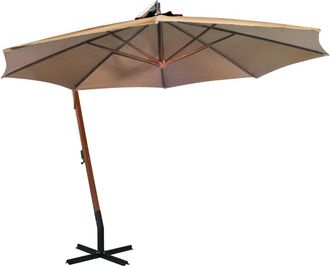 vidaXL Sombrilla Jard&iacute;n Colgante Con Palo Madera Abeto Taupe 3,5x2,9 M Vidaxl