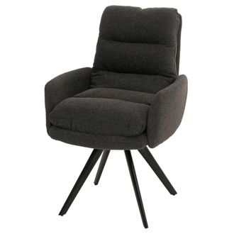 Hhg Hhg - Nunca Usado] Silla De Comedor 481, Silla De Cocina Silla, Giratoria Auto Posici&oacute;n Tela/textil Boucl&eacute; Mvg, Gris Oscuro, Con Reposabrazos