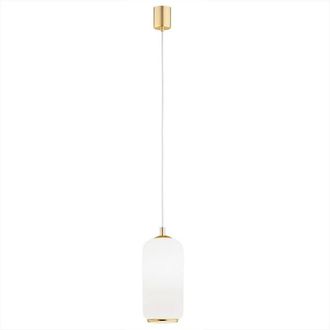 Netlighting Pallado Slim Pendant Ceiling Light Opal Matt Brass Steel in White
