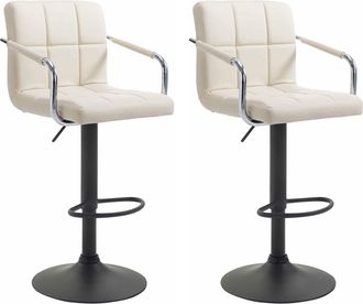 Clp Set De 2 Taburetes Lucy V2 En Simil Cuero Crema Negro