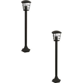 Loops 2 PACK IP44 Outdoor Bollard Light Black Lantern 1x 60W E27 Bulb Lamp Post