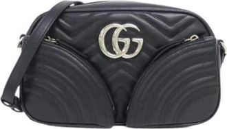 Gucci Pre-owned GG Marmont 798715 Aadpj Schoudertas - Dames - Vintage Schoudertas - Zwart - ONE Size - Leer - Vintage
