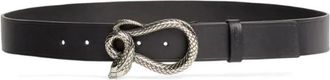 Roberto Cavalli Snake Buckle Leather Belt, Size 110 cm