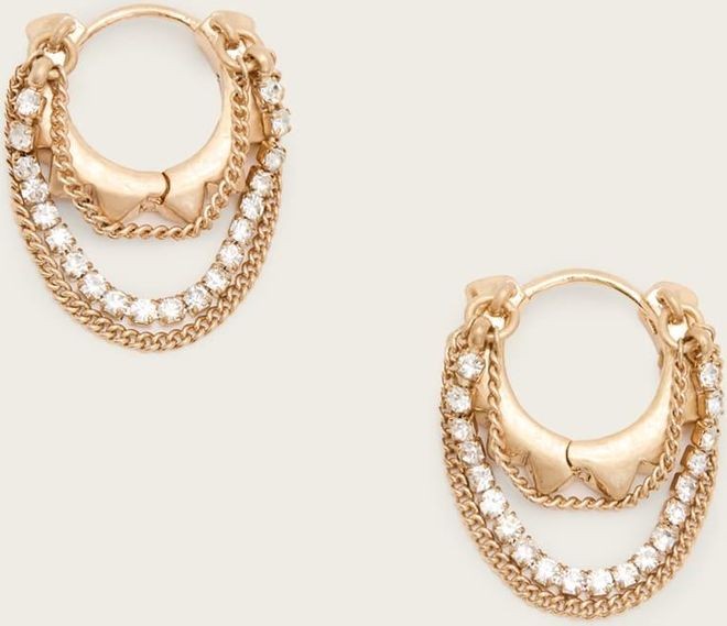 Womens Brass Trudy Small Chain Hoop Earrings, Size: One Size