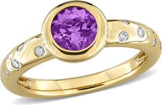 Mimi & Max 5/8ct TGW Amethyst and 1/4ct TW Diamond Ring in 10k Yellow Gold