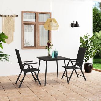 vidaXL Juego De Comedor Para Jard&iacute;n 3 Piezas Negro Vidaxl