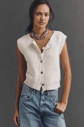 Pilcro Sleeveless Cotton-Blend Cardigan Sweater