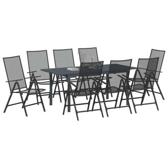Berkfield Home Modern 9 Piece Garden Dining Set Anthracite Steel in Dark Grey