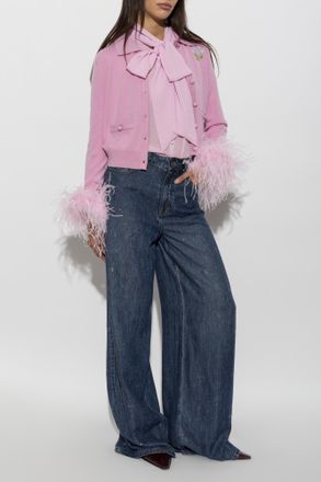 Self Portrait Jeans With Shimmering Sequins, Womens, Navy Blue