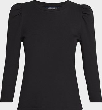 Veronica Beard Britney Puff-Sleeve Cotton Top