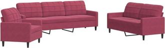 vidaXL Vidaxl - Juego De Sof&aacute;s Con Cojines 3 Piezas Terciopelo Rojo Tinto