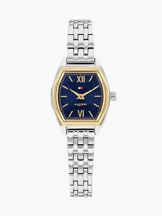 Tommy Hilfiger Reloj de eslabones con esfera azul cuadrada