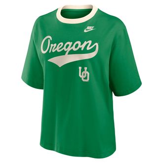 Nike Oregon Legacy Fight Song Boxy Nike Womens College T-Shirt in Green | 01CM0IQZUOV-U0X