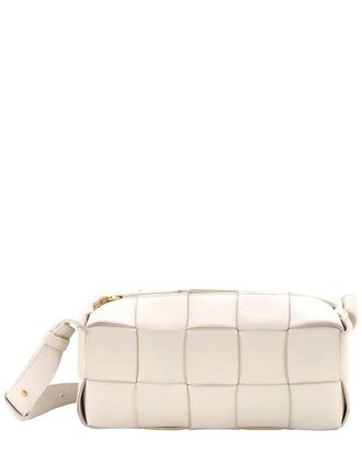 Bottega Veneta White Maxi Intrecciato Leather Brick Cassette Shoulder Bag Small (Authentic Pre-Loved)