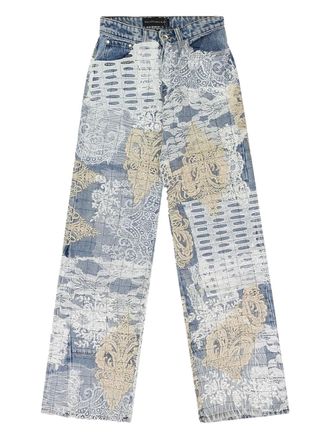 Who Decides War by Ev Bravado Straight jeans met kant - Blauw