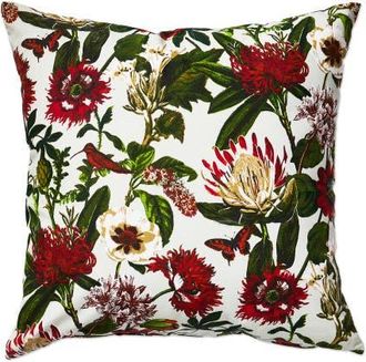 Tag Botanical Leaf Print Cotton Throw Pillow Square 20 Inch in Green at Nordstrom, Size Medium