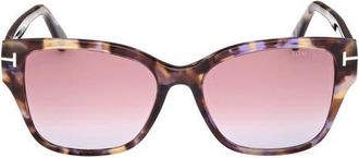Tom Ford Elsa 55mm Butterfly Sunglasses in Violet Havana /T Logo at Nordstrom