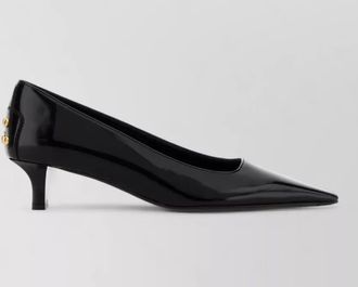 Tod's leather pumps gold tone embellishments kitten heel