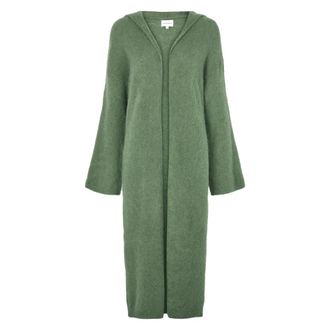 Americandreams Americandreams, Truien & Vesten, Dames, Groen, ONE Size, Wol, June Lange Alpaca Cardigan Met Capuchon