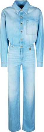 Elisabetta Franchi Light Blue High Waist Jumpsuit