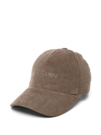 Saint Laurent Honkbalpet met geborduurd logo - Bruin