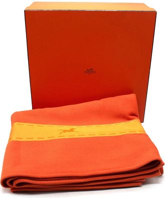 Hermès Orange and Yellow Wool Blanket