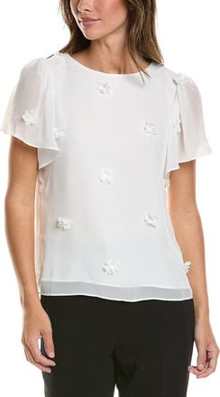 CeCe by Cynthia Steffe Flutter Crewneck Flower Top