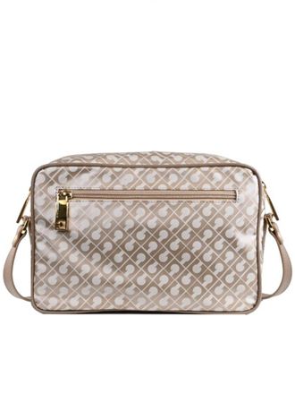 Gherardini Beige/Cream Monogram Leather Crossbody Camera Bag