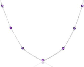 House of Frosted Multistone Station Necklace in Silver/Amethyst at Nordstrom Rack