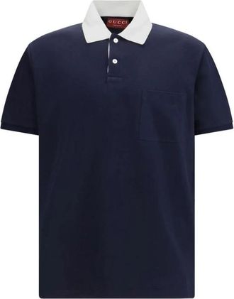Gucci Polo Shirt van Katoen met Klassiek Design - Heren - Polos - Blauw - S - Katoen - Tops