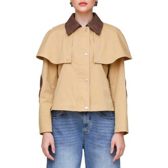 Avec Les Filles Crop Cape Trench Jacket in Khaki at Nordstrom, Size X-Small