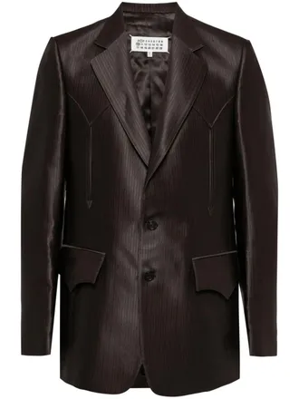 Maison Margiela Blazer monopetto a righe - Marrone