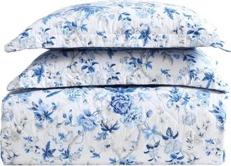 Laura Ashley Cotton 3-Piece Comforter & Sham Quilt Set in Delft Blue at Nordstrom Rack, Size Twin