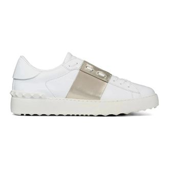 Valentino Sneakers, female, White, Size: 10 1/2 US Open Sneaker With Metallic Stripe