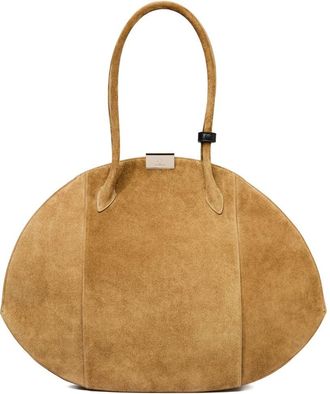 Nina Ricci Elongated Oval Brown Silk and Nylon Handbag