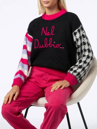 MC2 Saint Barth Woman Boxy Shape Soft Sweater With Nel Dubbio. Embroidery