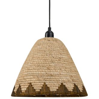 Beliani L&aacute;mpara Colgante De Hoja De Ma&iacute;z Con Pantalla De C&uacute;pula Tejida De Estilo Boho Natural Inksi