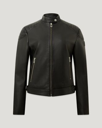 Belstaff Mollison Jacket Womens Matt Nappa Black Size UK 10