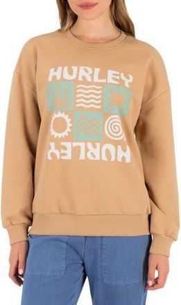 Hurley Logo Oversize Sweatshirt in Tan at Nordstrom Rack, Size X-Small