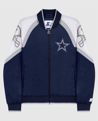 Starter Womens Dallas Cowboys Zip Front Track Jacket In Navy