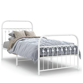 Berkfield Home Metal Bed Frame without Mattress with Footboard White 90x200cm | Size: 90x200 cm