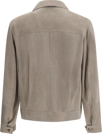 Brunello Cucinelli Mens Suede Jacket Kaky Calf Leather Bos Taurus Down