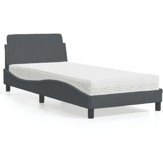 vidaXL Cama Con Colch&oacute;n Dover Terciopelo Gris Oscuro 90x200 Cm Vidaxl