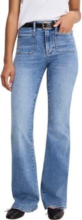 Good American Good Legs Patch Pocket High Waist Flare Jeans in Indigo1149 at Nordstrom, Size 18