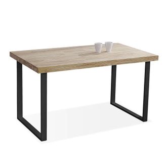 OEM Mesa De Comedor Iris Fija En Roble Nordish Y Negro Para Salon Dise&ntilde;o Industrial 140x80x76,5 Cm