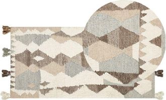 Beliani Rug ARALEZ Beige 80 x 150 cm Wool Kilim