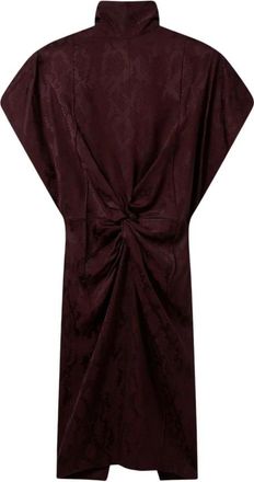 Stella McCartney Slangenprint Midi Jurk met Schoudervulling en Twist - Dames - Casual kleedjes - Rood - M - Satijn - Kleedjes