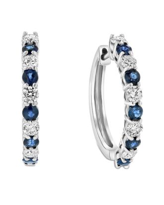 Diana M. Jewels Fine Jewelry 14K 1.35 Ct. Tw. Diamond & Sapphire Hoops