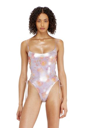 Diesel Floral metallic lace-up swimsuit - Swimsuits - Woman
