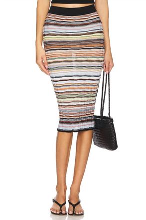 Missoni Semi-Sheer Long Skirt In Multicolor With Blue Tones